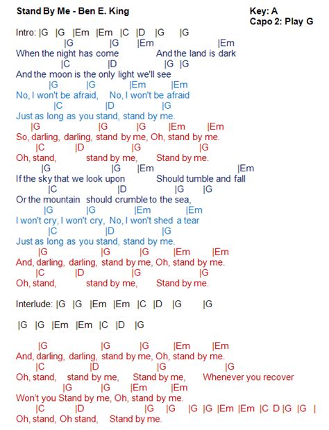 Stand By Me Chords and Lyrics by Ben E. King – .